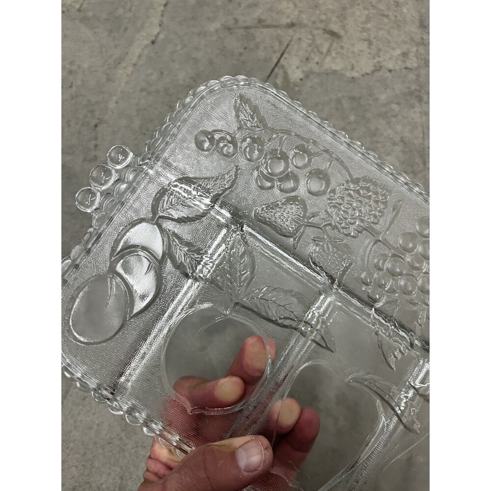 5 Divided Indiana Clear Glass Relish Tray/Platter Fruit Design - Picture 12 of 16